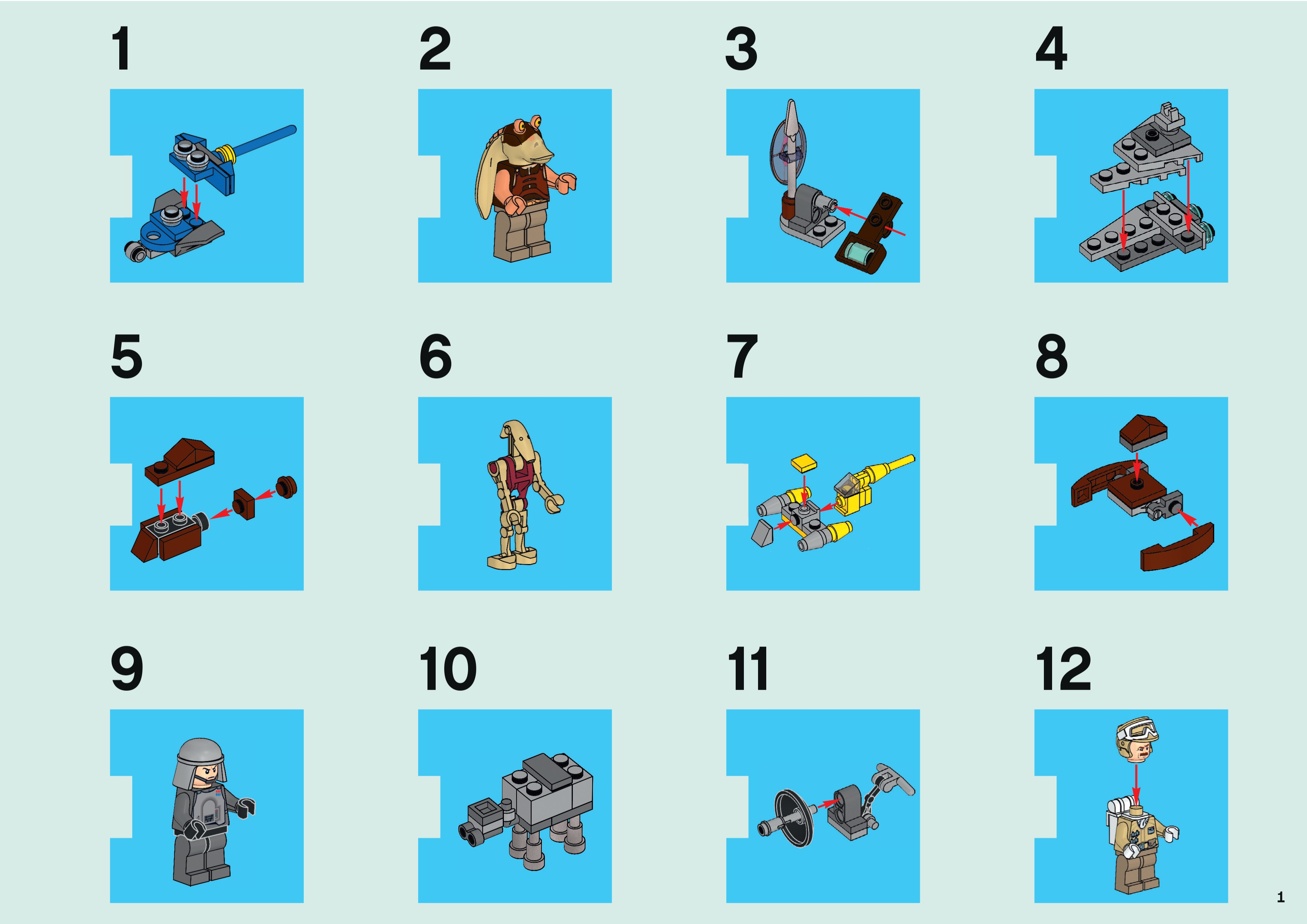 LEGO x 4 Star Wars Gonk droidi da Set 9509 